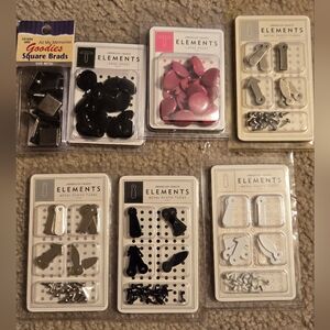 Assorted Metal Brads and Photo Turns Bundle Of 7 Packs Paper Crafts